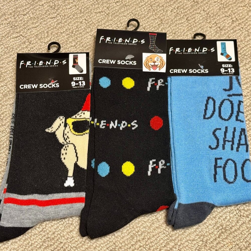 3 Friends TV Show New Novelty Crew Socks Size 6-12/13 - Men's/Women's -